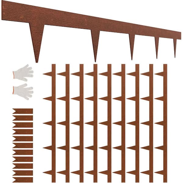 40 in. x 4.5 in. Brown Rustic Hammer-in Edging Border Steel Garden Landscape Edging for Yard (10-pack Kit)