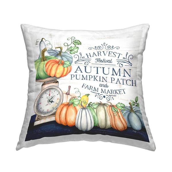 Stupell Industries Pumpkin Patch Farm Market Multi-Color Print Polyester 18in. X 18in. Throw Pillow