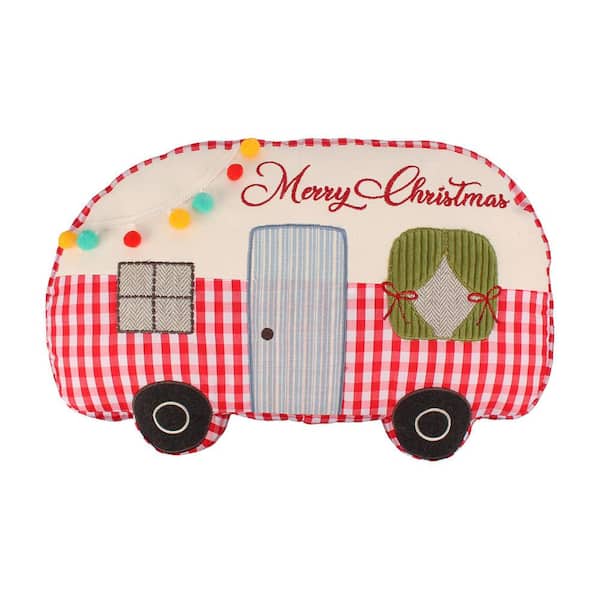 LEVTEX HOME Road Trip Multicolor Holiday Decorated Applique Camper Shape 11 in. x 18 in. Throw Pillow