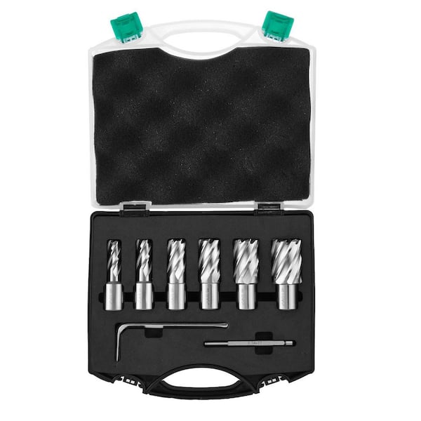 Annular Cutter Set Weldon Shank Mag Drill Bits 1 in. Cutting Diameter M2AL High-Speed Steel with Pilot Pin and Case