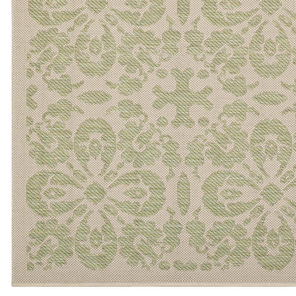 Ariana Light Green and Beige Floral Synthetic Area Rug
