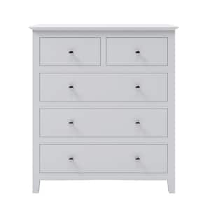 5-Drawer White Chest of Drawers (36 in. H x 32.6 in. W x 15.4 in. D)
