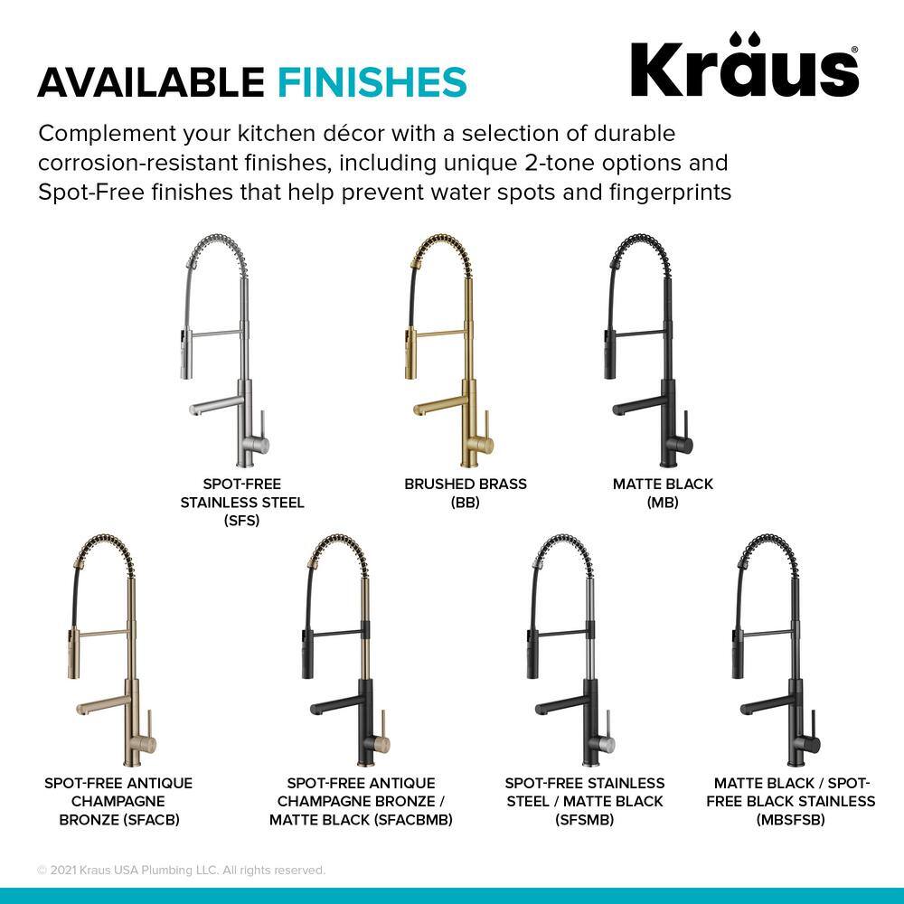 Brushed Brass Commercial Style Pull-Down Kitchen Faucet with Pot Filler