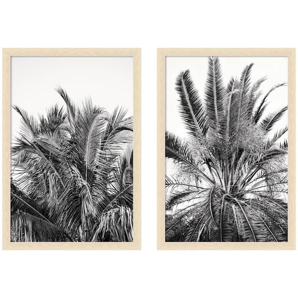 2-Piece Woodgrain "Palm No. 13 and 15" by Alicia Bock Nature Framed Art Print Set 26 in. x 37 in.
