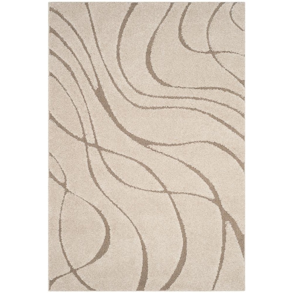Florida Shag 6 ft. x 8 ft. Cream/Beige Solid Color Area Rug