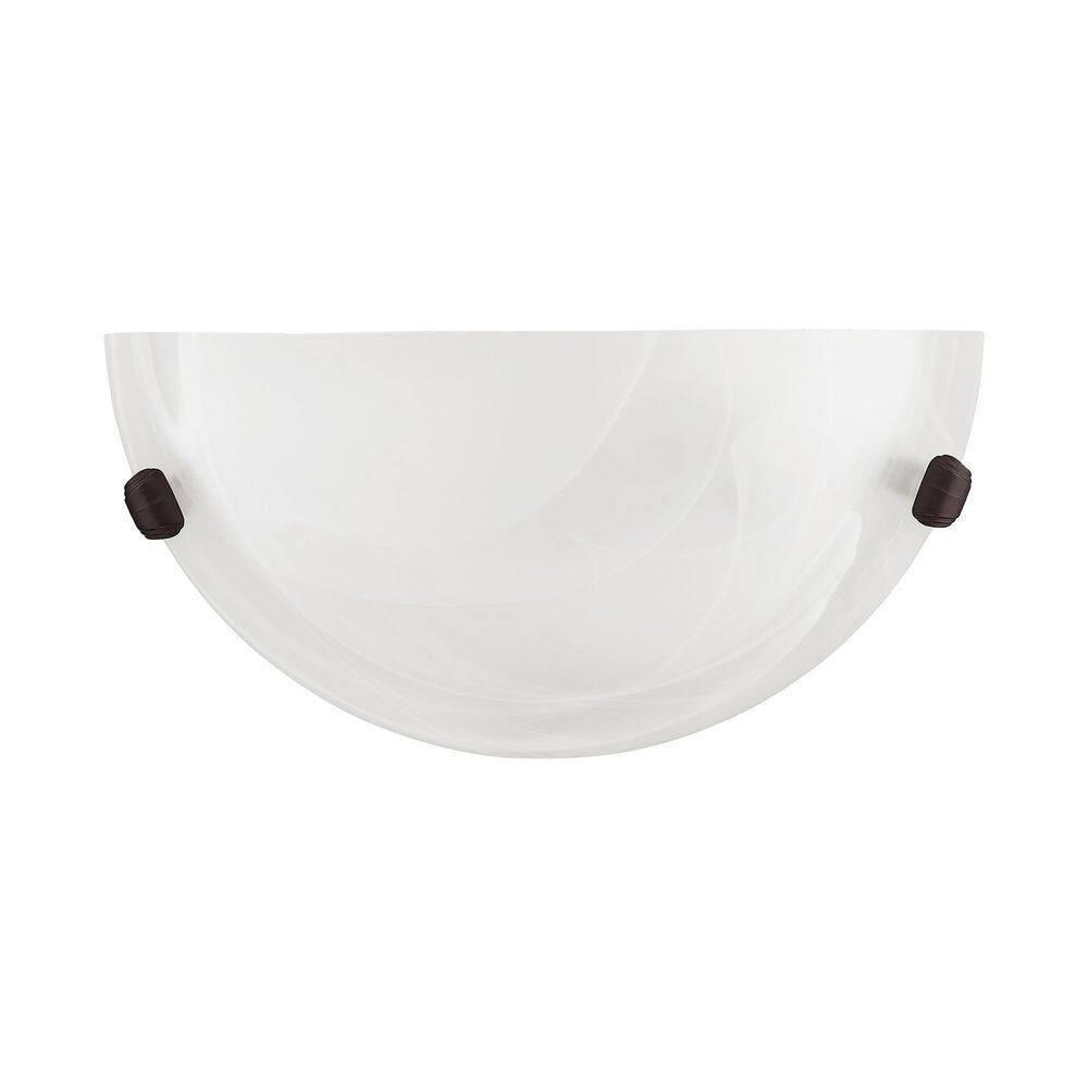 Bronze Direct Wired Electric Sconce with White Alabaster Glass
