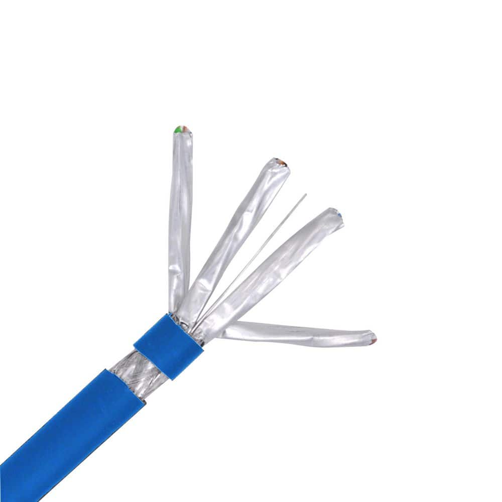 TRIPLETT CAT7 Solid Copper, CMX Rated, S/FTP Cable, Blue, 1000 ft