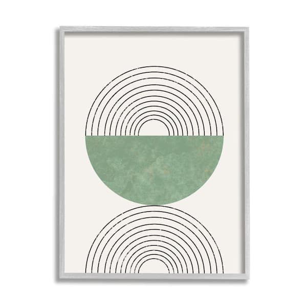 Stupell Industries "Abstract Geometric Circular Study Curved Art Deco" by Daphne Polselli Framed Abstract Wall Art Print 16 in. x 20 in.