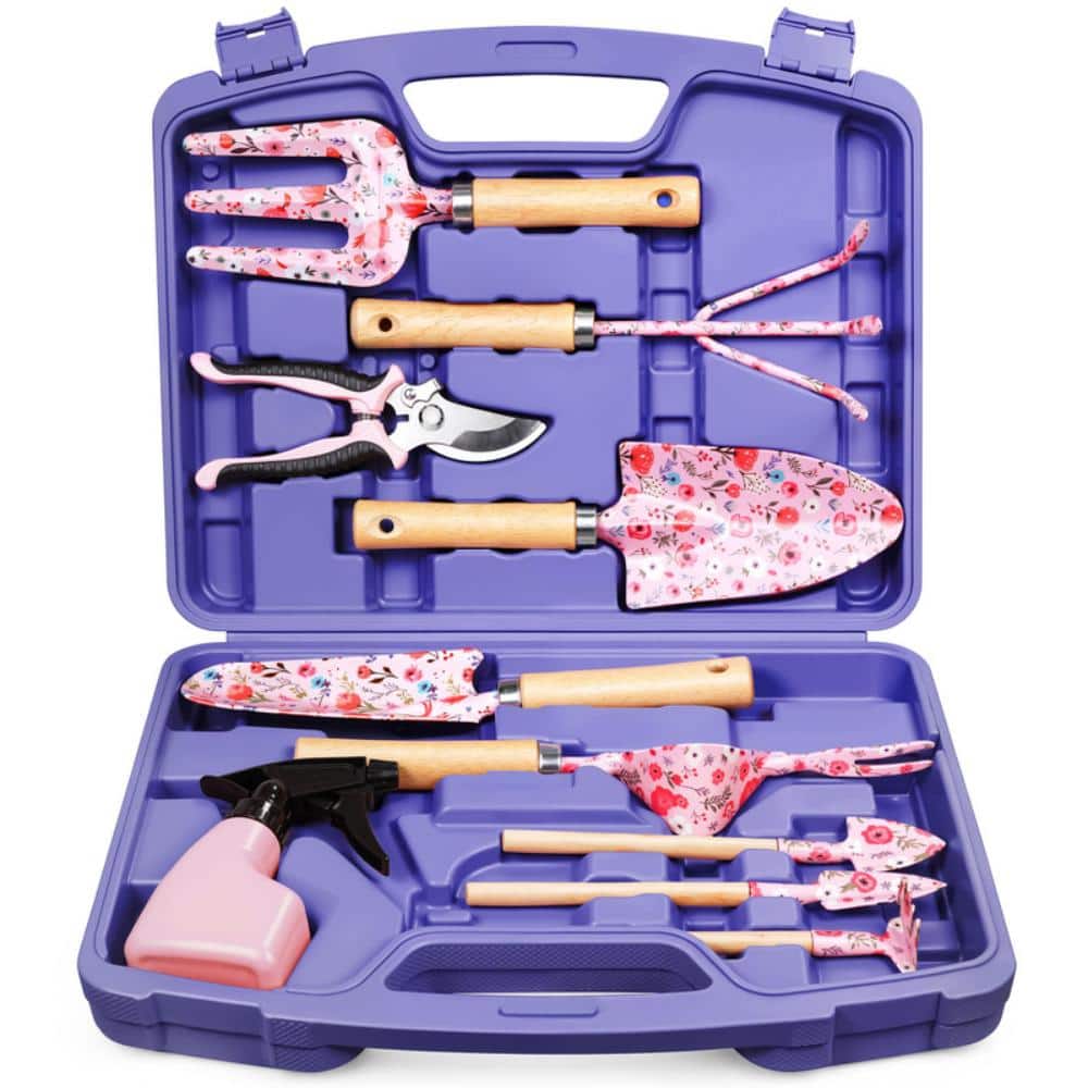 Alloy Steel Garden Tool Set with Floral Print and Ergonomic Wood Handles Purple Case, 12-Piece price history on PriceWatchPro