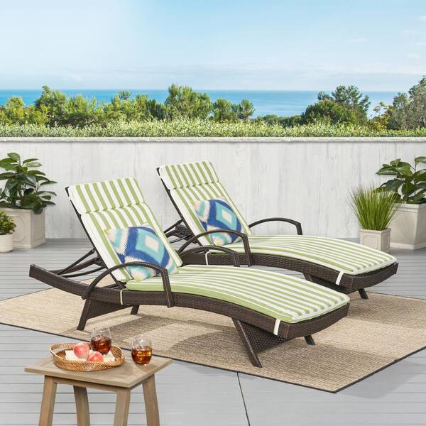 noble house miller brown adjustable wicker outdoor chaise lounge