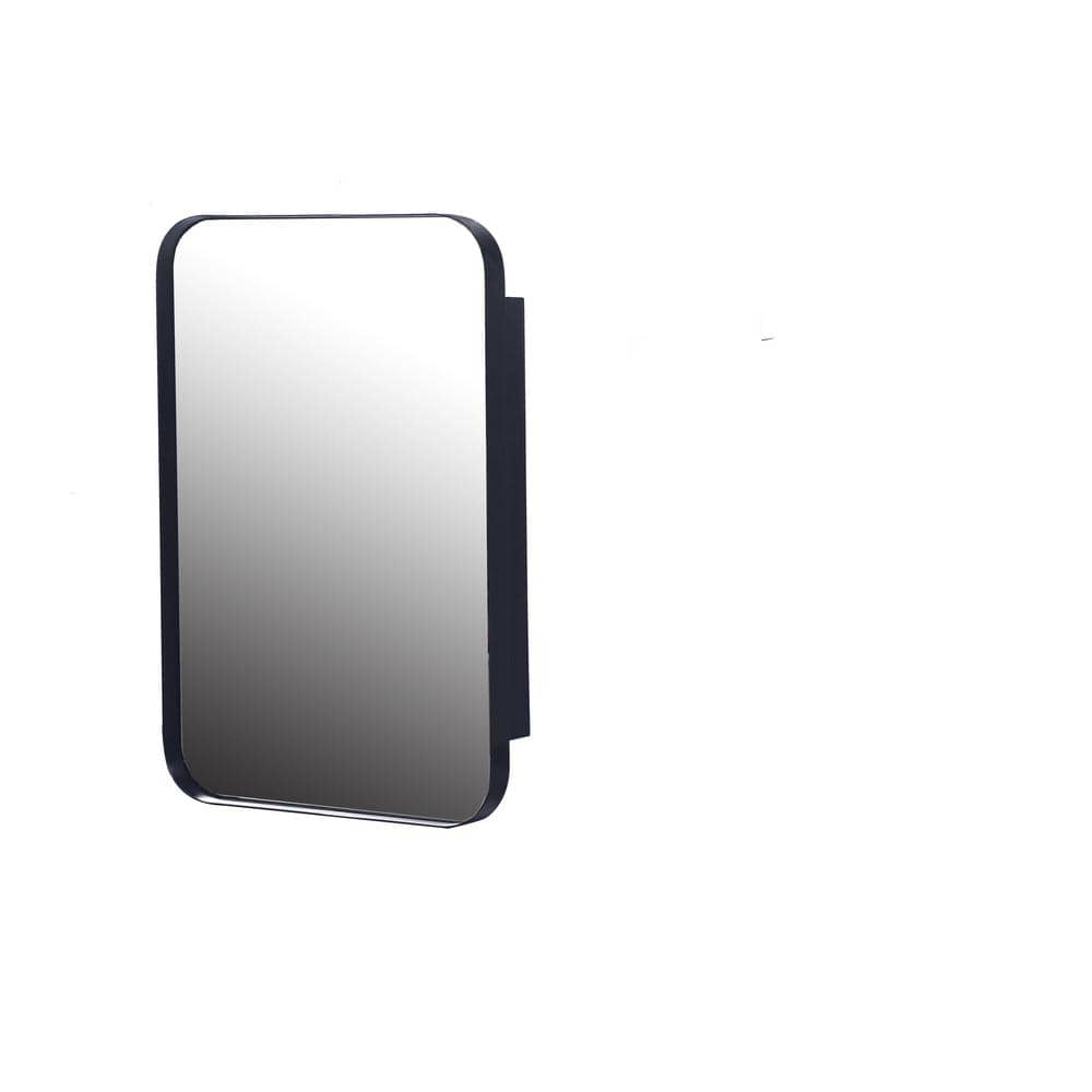 Useful Matte Black 16 in. W x 24 in. H Modern Rectangle Metal Framed Mirror