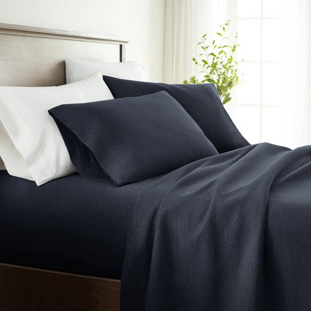 Navy Full Cotton Jersey Knit 4-Piece Bedding Set