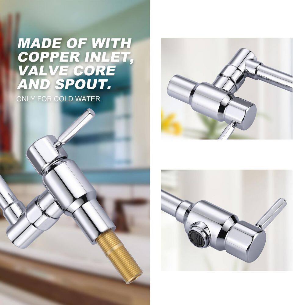 Polished Chrome Wall Mounted Folding Pot Filler Faucet