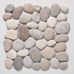 Classic Pebble Tile Grey/White/Tan/Natural 11-1/4 in. x 11-1/4 in. x 9.5mm Mesh-Mounted Mosaic Tile (9.61 sq. ft./case)