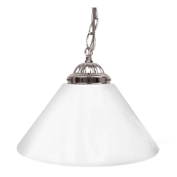 Trademark Global 14 in. Single Shade White and Silver Hanging Lamp