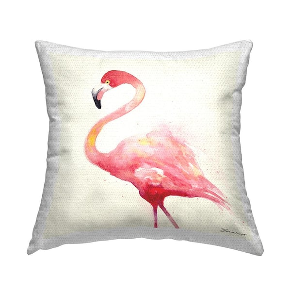 Pink Chic Flamingo Animal Pink Square Outdoor Throw Pillow