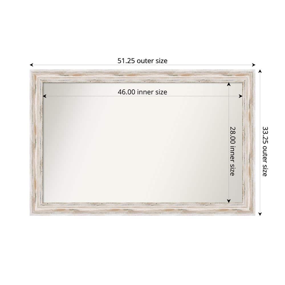 Alexandria Whitewash 51.25 in. x 33.25 in. Custom Non-Beveled Wood Framed Bathroom Vanity Wall Mirror price history on PriceWatchPro