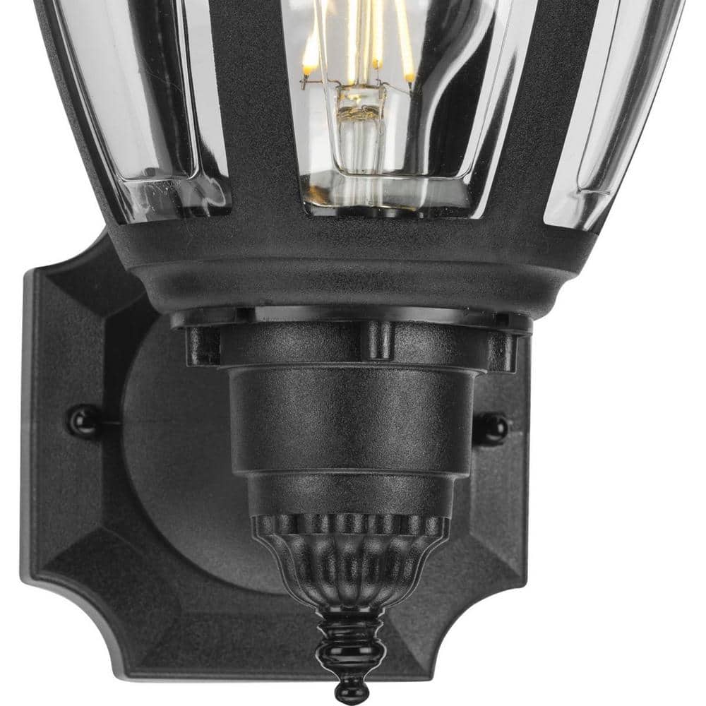 Black Porcelain 16" Outdoor Wall Lantern with Clear Acrylic Panels