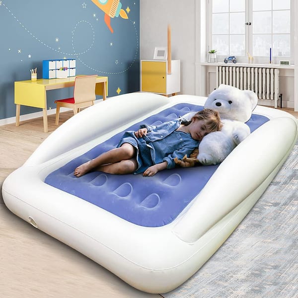 Angel Sar 12 Blue Portable Twin Kids Air Mattress Set with
