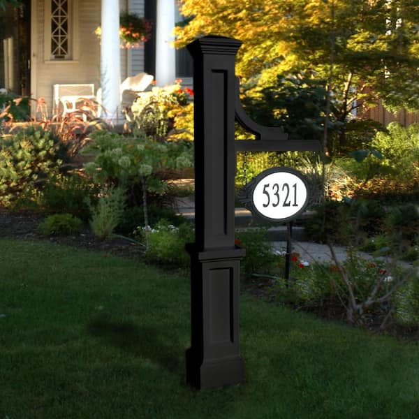 Woodhaven 56 in. Tall Black Polyethylene Address Sign Post