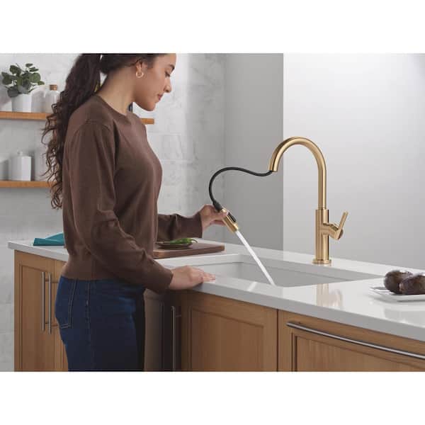Nicoli Gold Champagne Bronze 17.06 in. H Pull Down Sprayer Kitchen Faucet with 360° Spout Swivel