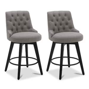 Haynes 26 in. Flint Gray High Back Metal Swivel Counter Stool with Fabric Seat (Set of 2)