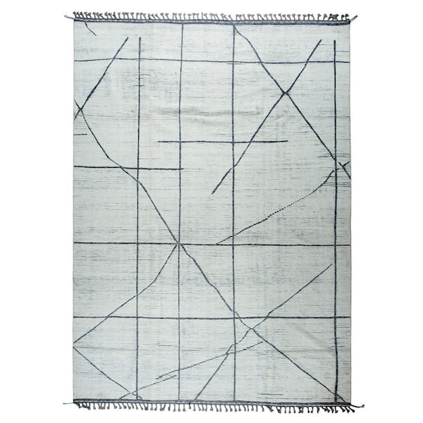 Beige Hand-Knotted Wool Contemporary Marrakech Handspun Area Rug : Luxurious Modern Rug for Living R, Area Rug