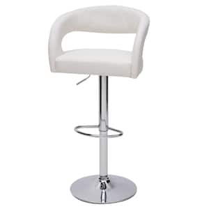 Bar Stools Adjustable Swivel Modern PU Leather Barstools, Counter Bar Stools with Back and Arms, White Set of 2