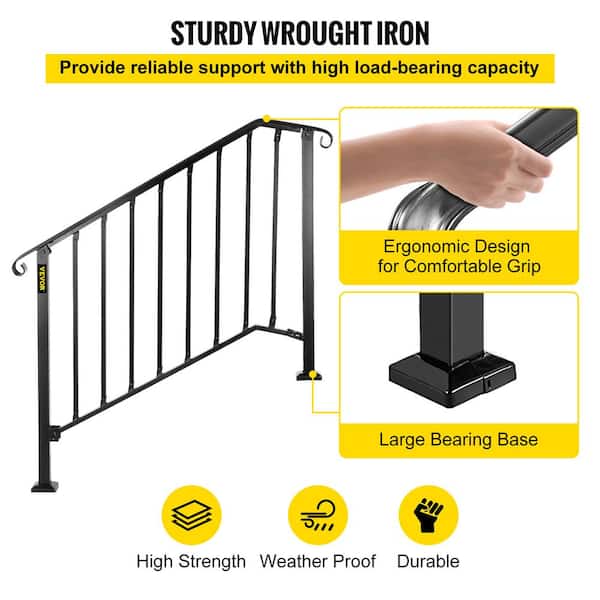 Weatherproof Outdoor Railing Outdoor Step Handrail For 1-4 Steps ...