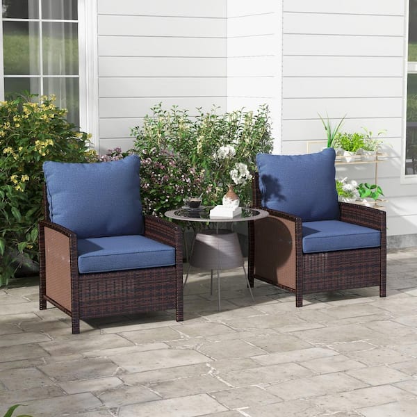 Outsunny 4 Piece Patio Chair Cushion and Back Pillow Set Seat Replacement Patio Cushions Set for Outdoor Garden Furniture Blue 84G 195V00BU The Home Depot