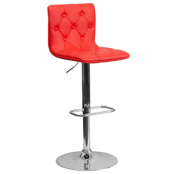 Flash Furniture 32.25 in. Adjustable Height Red Cushioned Bar Stool