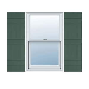 14 in. x 63 in. Lifetime Vinyl Standard Four Board Joined Board and Batten Shutters Pair Forest Green