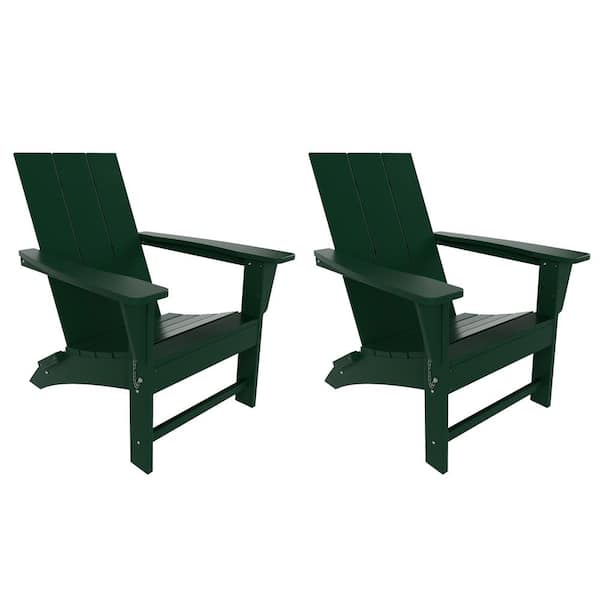 WESTIN OUTDOOR Shoreside Dark Green Outdoor Modern Folding Plastic Adirondack Chair