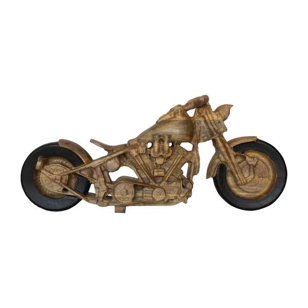 Liv & Skye Brown 35 in. x 16 in. Mango Wood Big Bike Sculpture