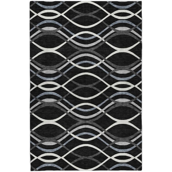 Dream Shag Premium Machine Washable Abstract ADS757 Black 5 ft. x 7 ft. 6 in. Area Rug