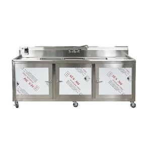 90 in. x 24 in. Stainless Steel Triple Basin Portable Sink Hand Wash Station Sink in Stainless