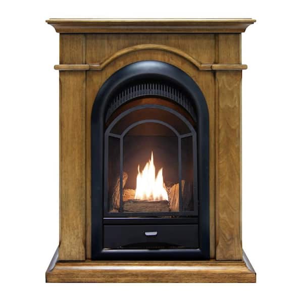 Emberglow 28 in. Convertible Vent-Free Dual Fuel Gas Fireplace in Almond Finish