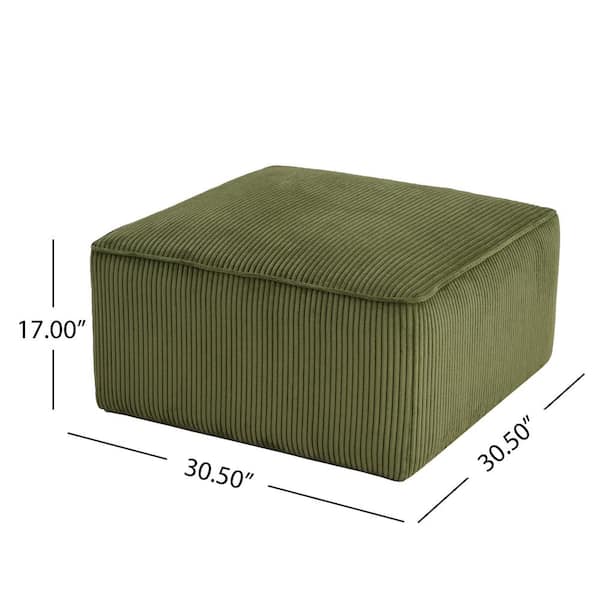 CHRISTOPHER KNIGHT HOME Olive Green Corduroy Square Accent Ottoman