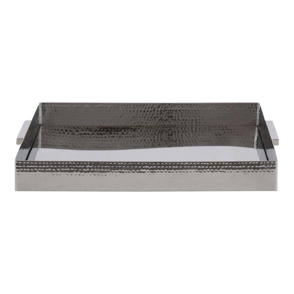 Samana Silver Hammered Stainless Steel Rectangular Tray