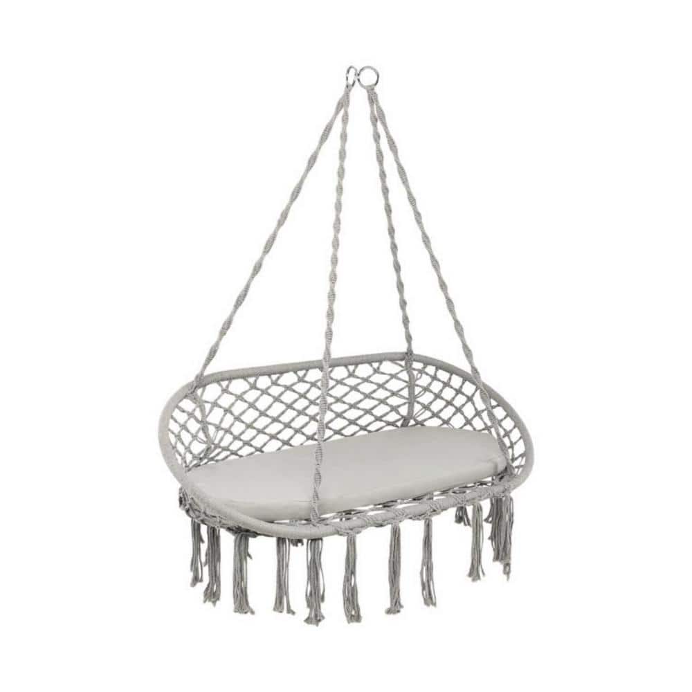 2-Person Hanging Cotton Rope Hammock Swing Chair Lace Hanging Swing with Cu
