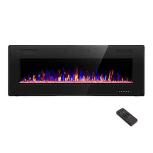 50 in. Wall Mounted Electric Fireplace in Black, Low Noise, Remote Control, Timer, Touch Screen