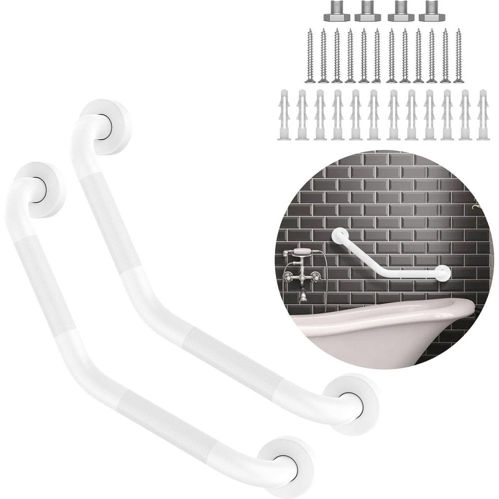 "2-Pack 16"" Anti-Slip Grab Bars-White Knurled Steel Safety Handles for Elderly, Handicap, Bath & Shower Support" price history on PriceWatchPro
