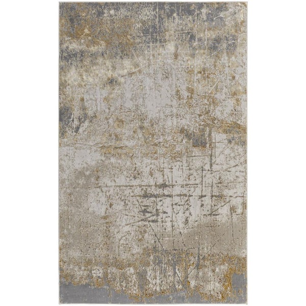 8 ft. x 10 ft. Ivory, Gray, Brown Abstract Area Rug