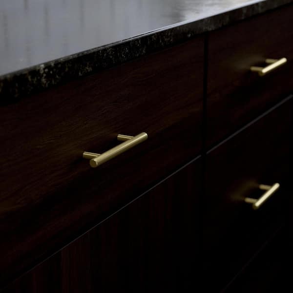 30-Pack Simple Round Bar 3 in. (76 mm) Modern Satin Gold Cabinet Drawer Pulls