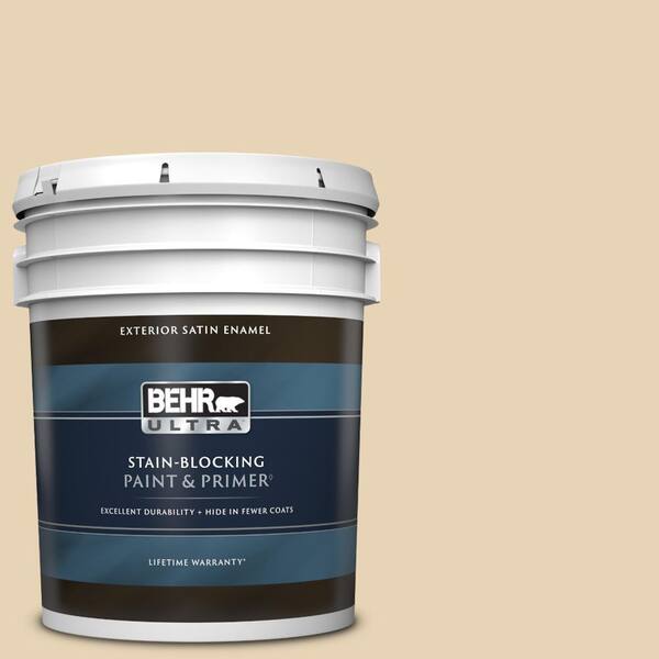 BEHR ULTRA 5 gal. #PPU7-18 Sand Pearl Satin Enamel Exterior Paint & Primer