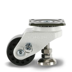 GDL 3 in. Nylon with Brake Swivel Iconic Ivory Plate Mounted Leveling Caster with 1543 lb. Load Rating