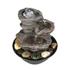 3-Tier 9.84 in. Cascading Tabletop Water Fountain with LED Lights and Ball