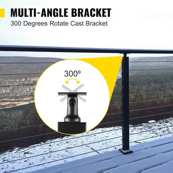 SKYSHALO Cable Railing Post Level Deck Stair Post 42 x 0.98 x 1.97 in. Cable Handrail Post Stainless Steel Brushed Finishing Deck