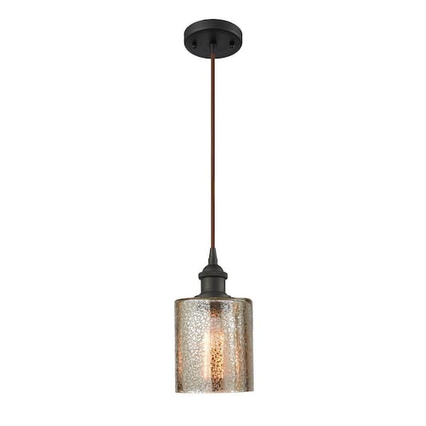 Cobbleskill 1-Light Oil Rubbed Bronze Mercury Shaded Pendant Light with Mercury Glass Shade