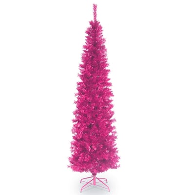 7 ft. Pink Tinsel Artificial Christmas Tree